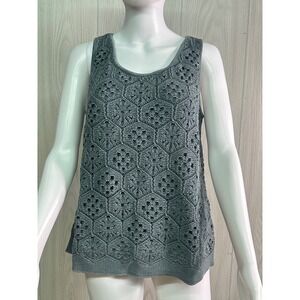 J.Jill Petite Green Lace Knit Sleeveless Tank Top‎ S. Lined.